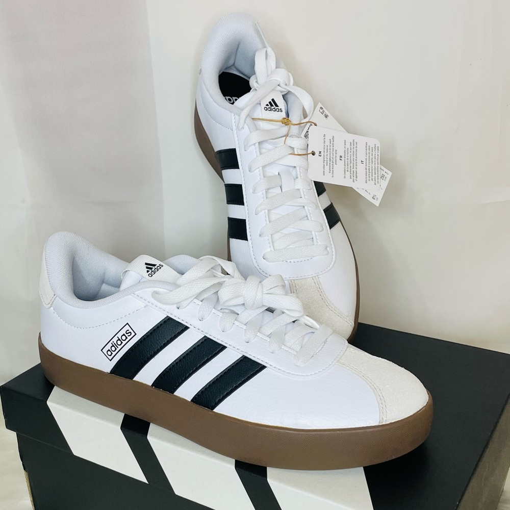 New Adidas VL Court 3.0 Sports White and Black Women’s Running Athletics Shoes